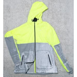 Nike Shield Flash Reflective Running Jacket Gray Florescent Yellow Womens XL